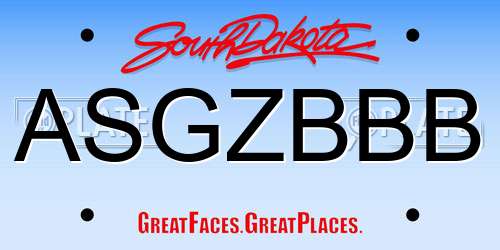 ASGZBBB South Dakota License Plate