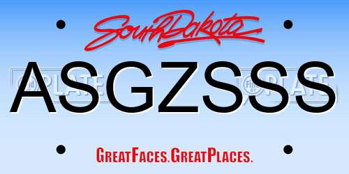 ASGZSSS South Dakota License Plate