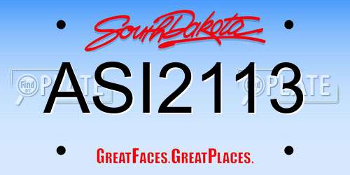 ASI2113 South Dakota License Plate