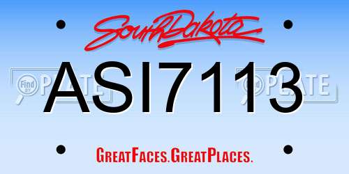 ASI7113 South Dakota License Plate