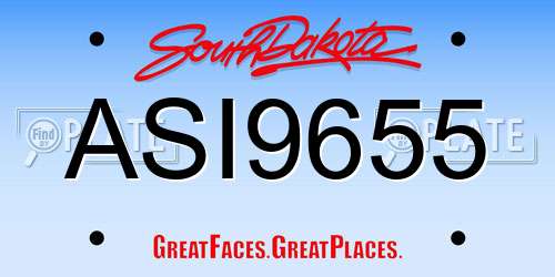 ASI9655 South Dakota License Plate
