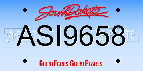 ASI9658 South Dakota License Plate