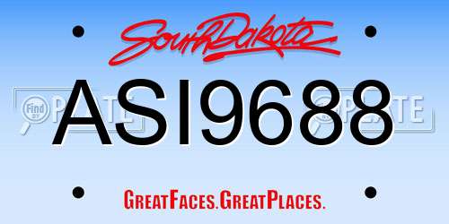 ASI9688 South Dakota License Plate