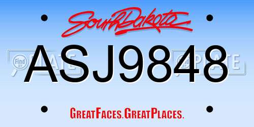 ASJ9848 South Dakota License Plate