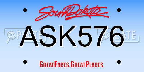 ASK576 South Dakota License Plate