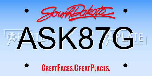 ASK87G South Dakota License Plate