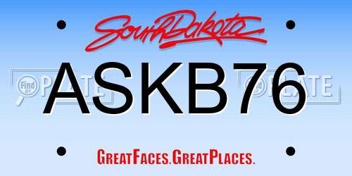 ASKB76 South Dakota License Plate