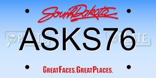 ASKS76 South Dakota License Plate