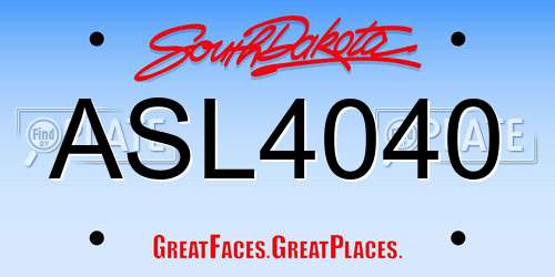 ASL4040 South Dakota License Plate