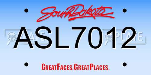 ASL7012 South Dakota License Plate