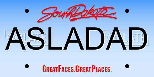 ASLADAD South Dakota License Plate