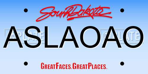ASLAOAO South Dakota License Plate