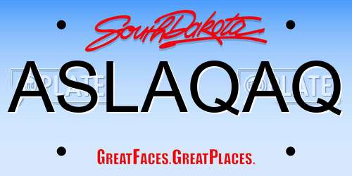 ASLAQAQ South Dakota License Plate