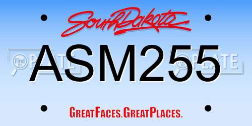 ASM255 South Dakota License Plate
