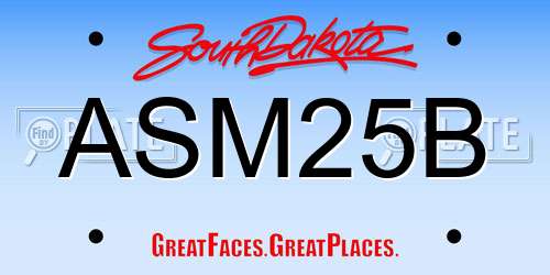 ASM25B South Dakota License Plate