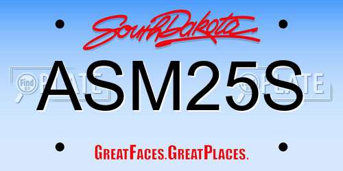 ASM25S South Dakota License Plate