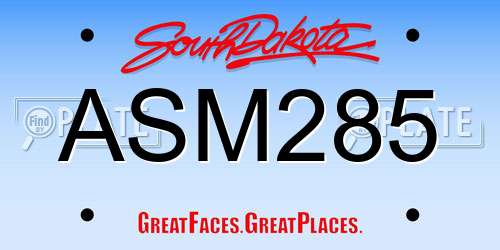 ASM285 South Dakota License Plate