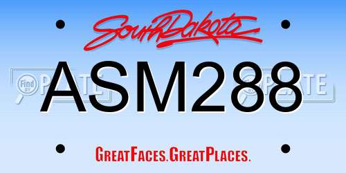 ASM288 South Dakota License Plate