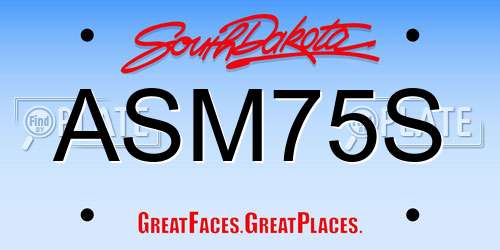 ASM75S South Dakota License Plate