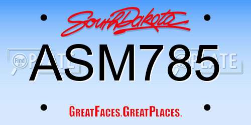 ASM785 South Dakota License Plate