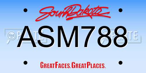 ASM788 South Dakota License Plate