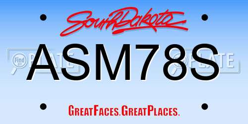 ASM78S South Dakota License Plate