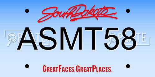 ASMT58 South Dakota License Plate