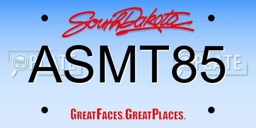 ASMT85 South Dakota License Plate