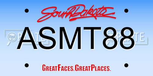ASMT88 South Dakota License Plate