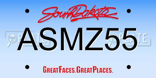 ASMZ55 South Dakota License Plate