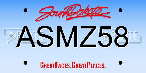 ASMZ58 South Dakota License Plate