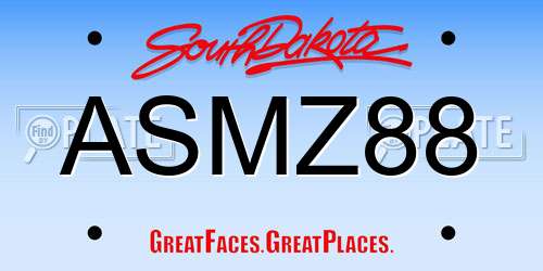 ASMZ88 South Dakota License Plate