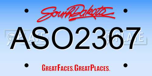 ASO2367 South Dakota License Plate