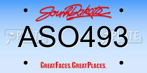 ASO493 South Dakota License Plate
