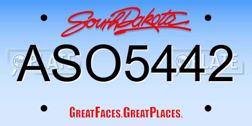 ASO5442 South Dakota License Plate