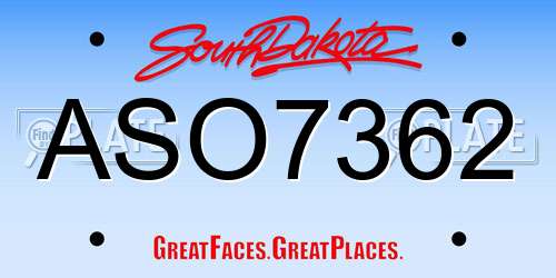 ASO7362 South Dakota License Plate