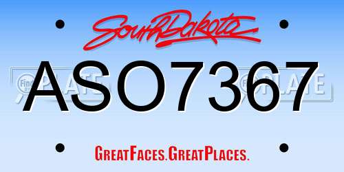 ASO7367 South Dakota License Plate