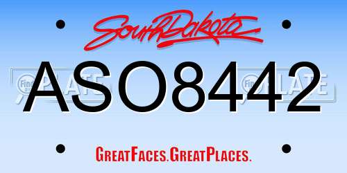 ASO8442 South Dakota License Plate