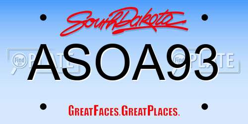 ASOA93 South Dakota License Plate