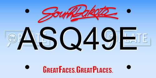 ASQ49E South Dakota License Plate