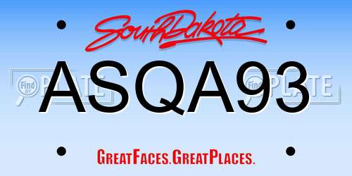 ASQA93 South Dakota License Plate