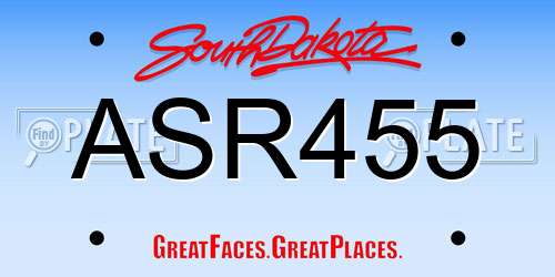 ASR455 South Dakota License Plate