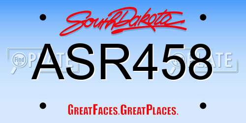 ASR458 South Dakota License Plate