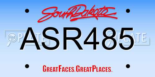 ASR485 South Dakota License Plate
