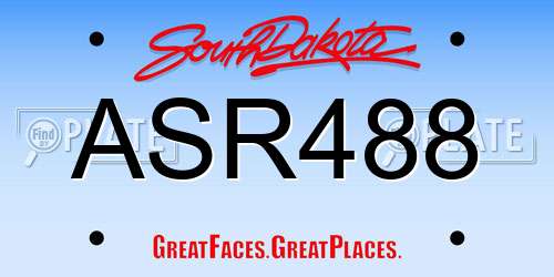 ASR488 South Dakota License Plate
