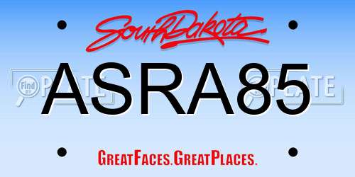 ASRA85 South Dakota License Plate