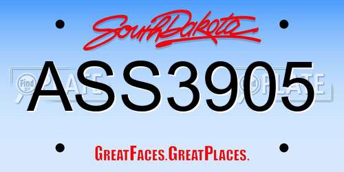 ASS3905 South Dakota License Plate