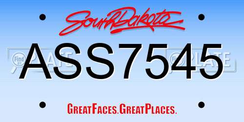 ASS7545 South Dakota License Plate