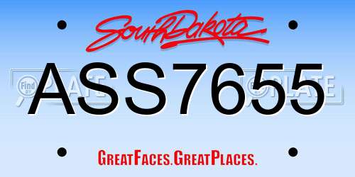 ASS7655 South Dakota License Plate