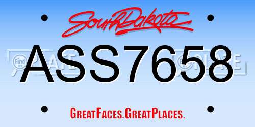 ASS7658 South Dakota License Plate